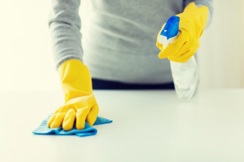 Deep cleaning commercial carpet in a high-traffic area